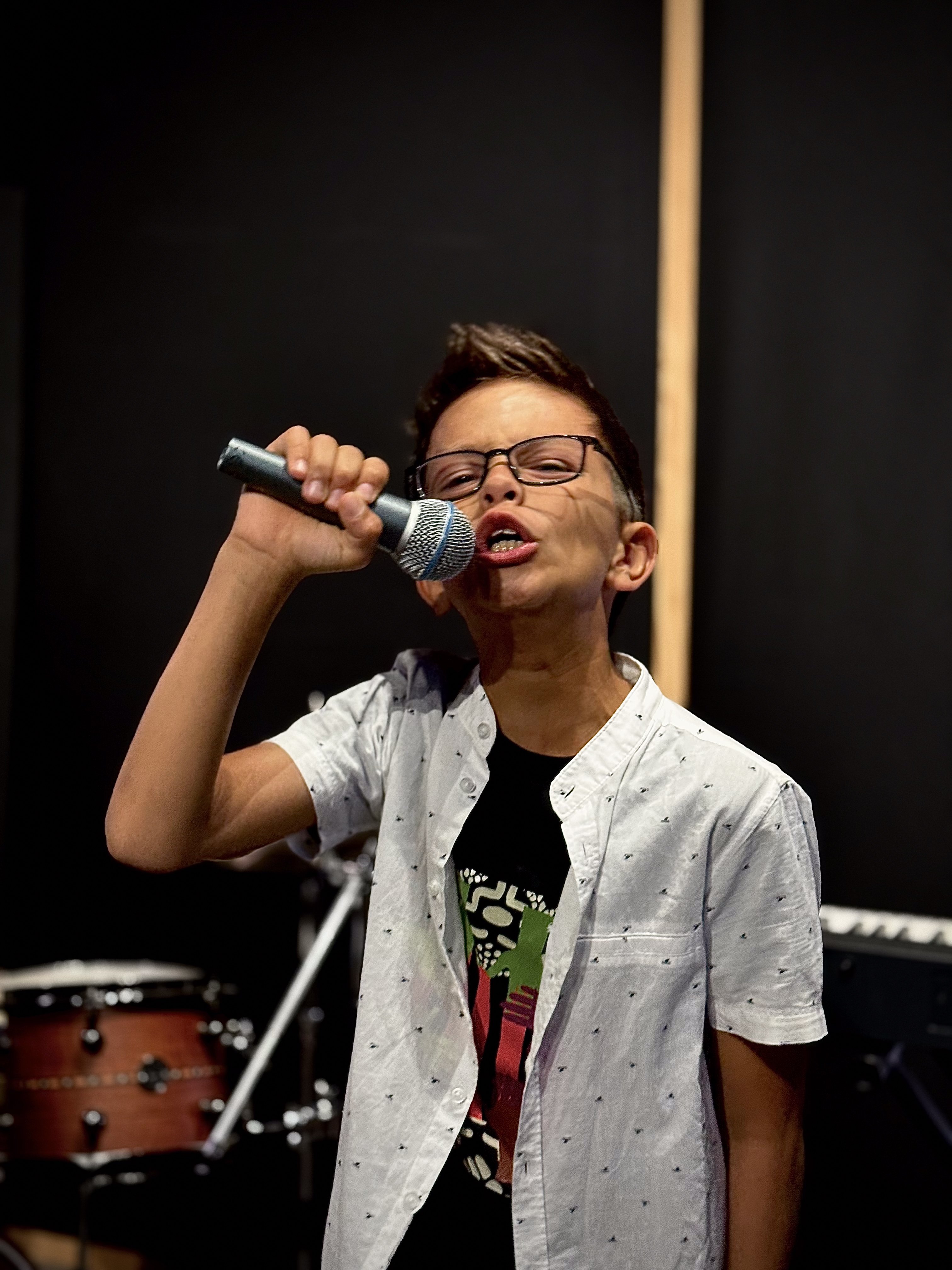 Student performing vocals